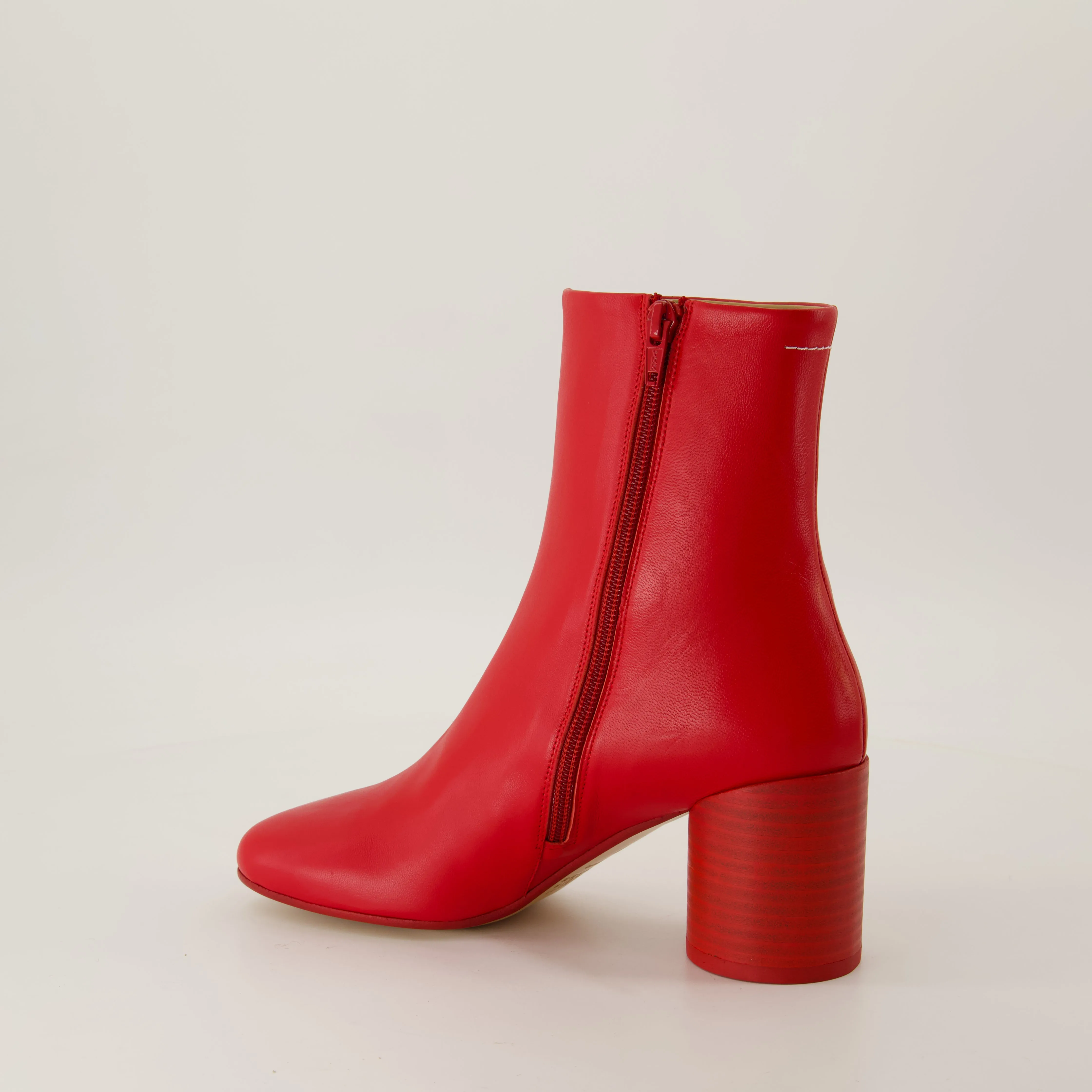 Red Leather Anatomic Boots