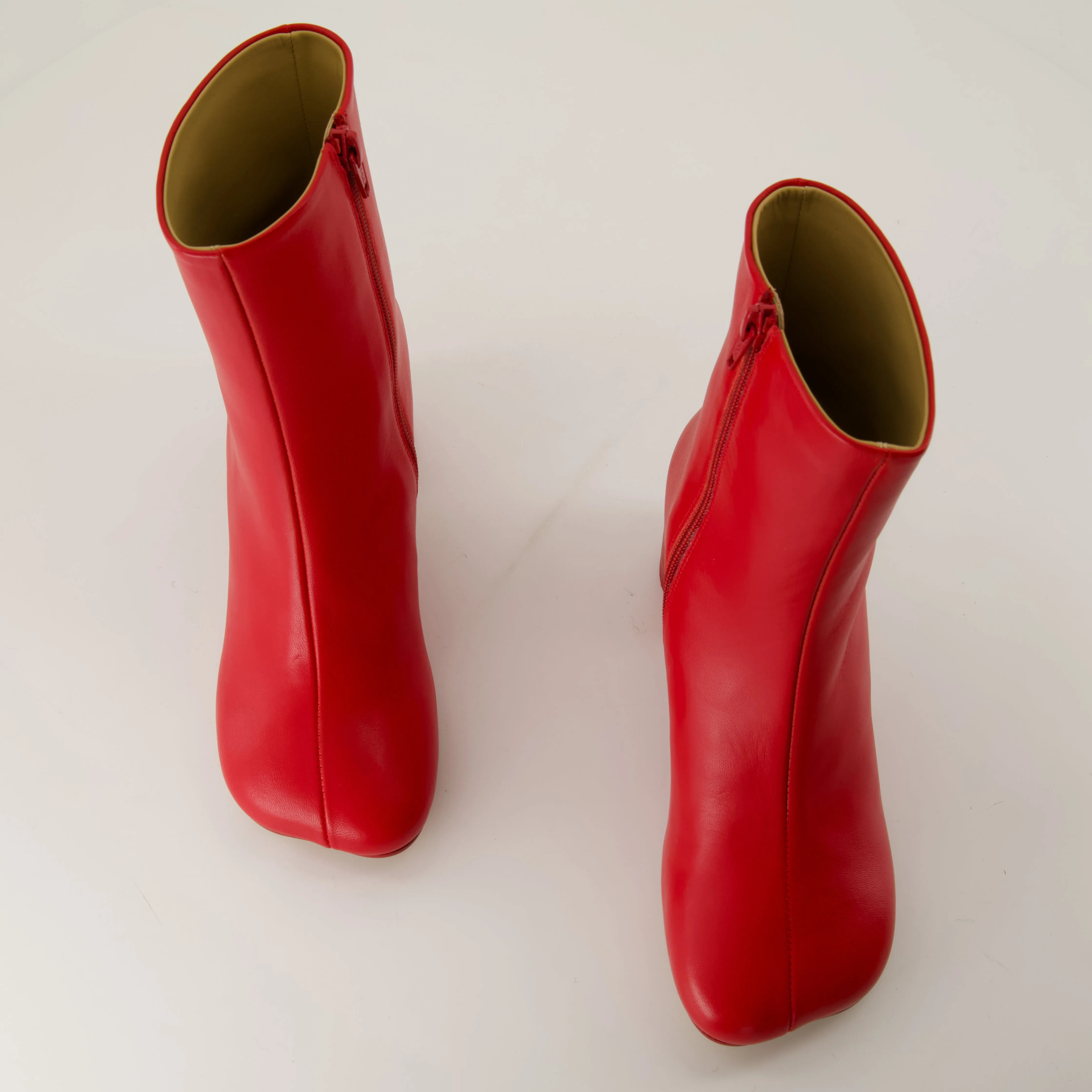 Red Leather Anatomic Boots