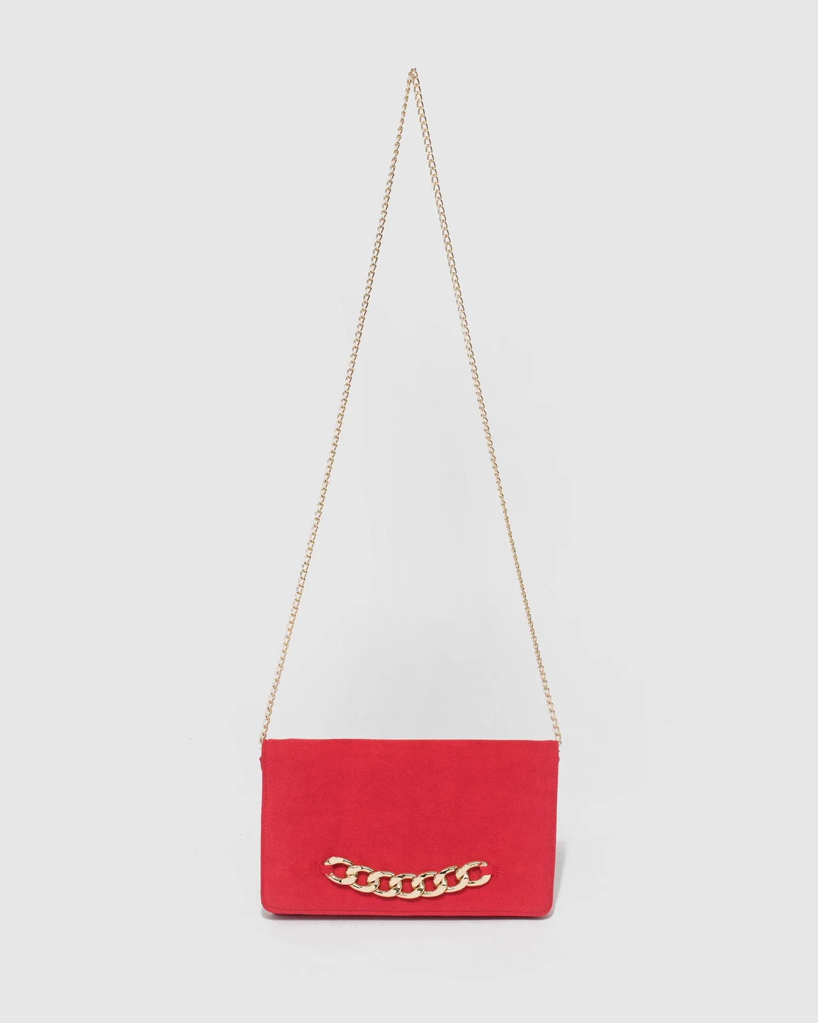 Red Veronika Chain Clutch Bag