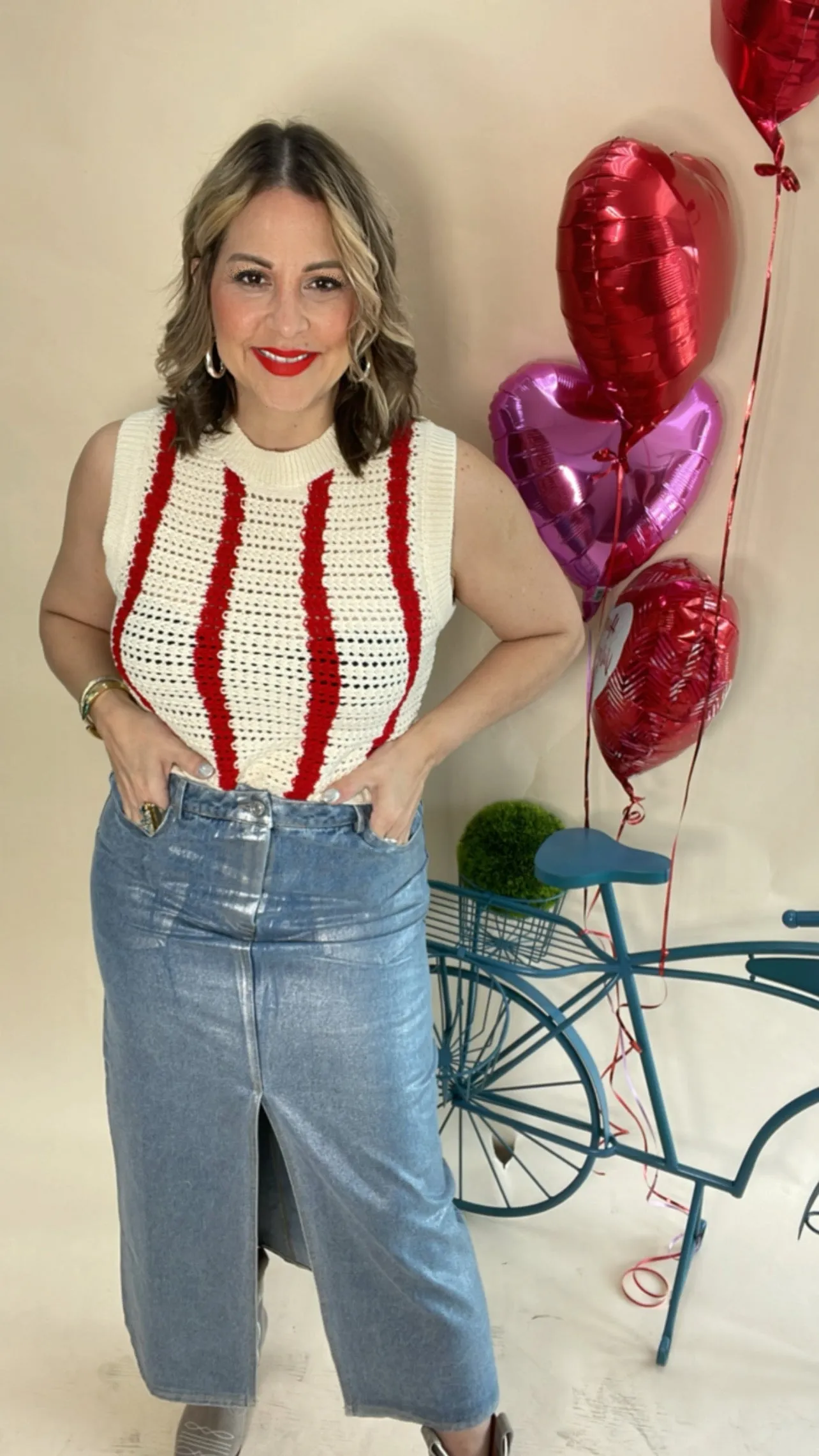 Red/Cream Crochet Top
