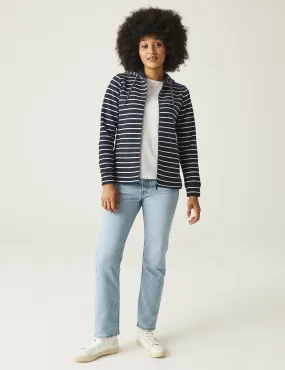 Regatta Women's Bayletta Cotton Rich Striped Zip Up Hoodie - 20 - Navy Mix, Navy Mix,Navy,White