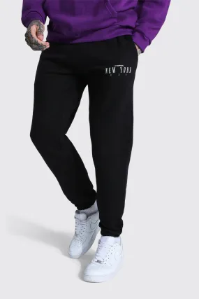 Regular New York City Print Joggers | boohooMAN UK