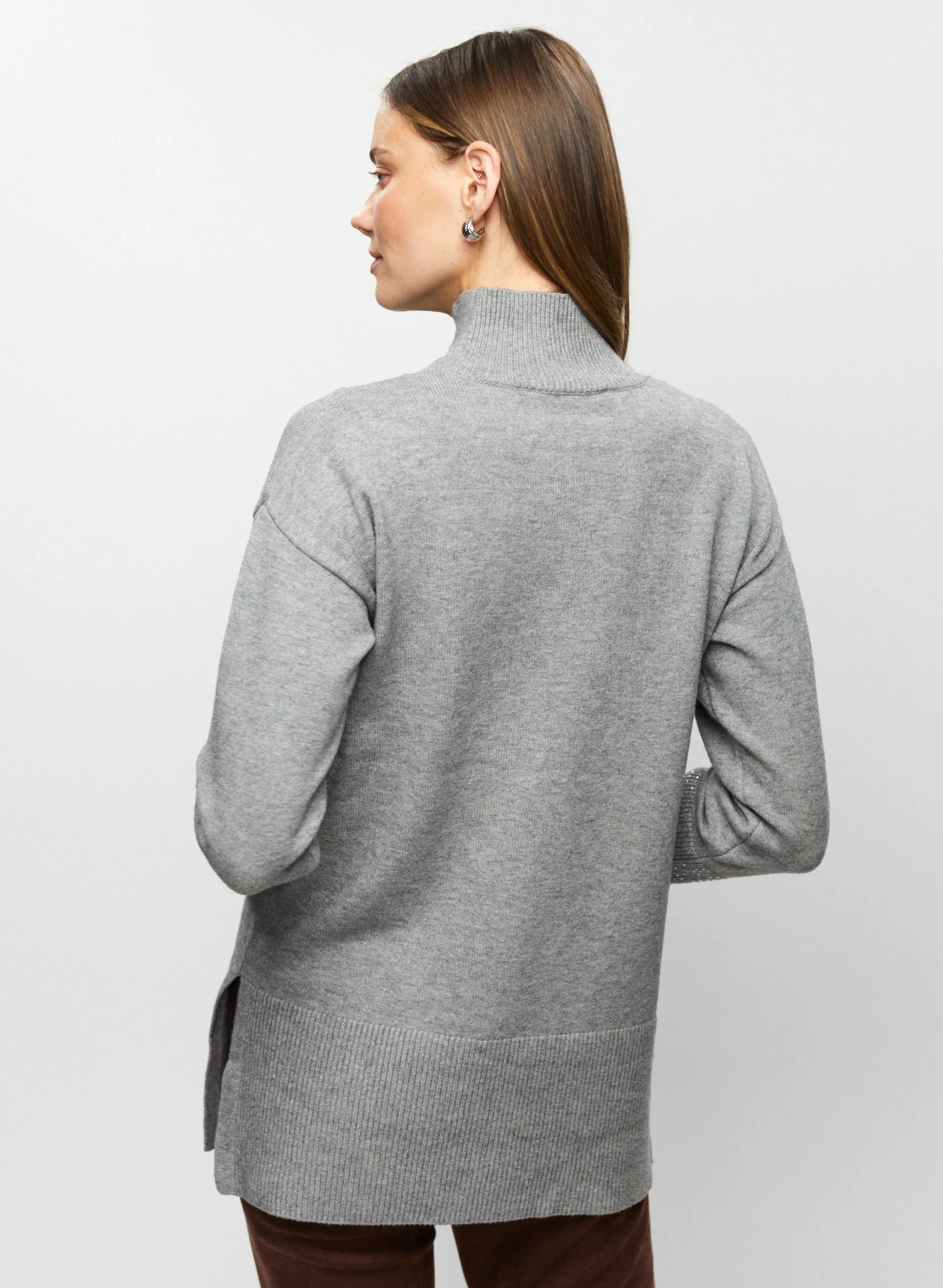 Rhinestone Cuff Tunic Sweater