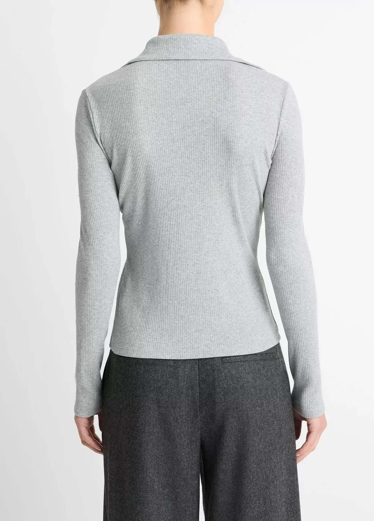 Rib Collared Polo - Mid Grey