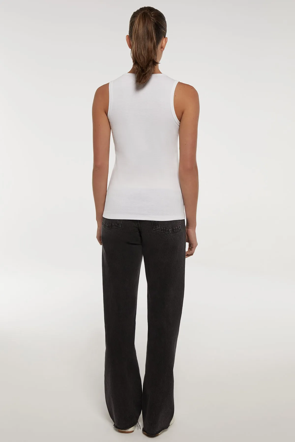 Ribbed Crew-Neck Tank | White