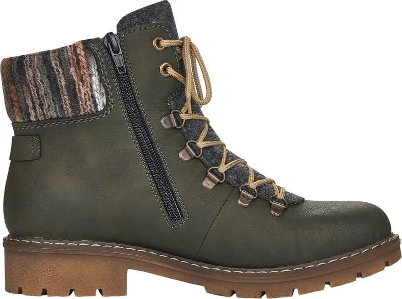 Rieker Forest Green Lace Up Boot