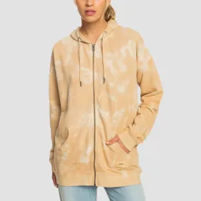 Roxy Fools Gold Tie Dye Zip Hoodie Beige Crystal Wash - Womens