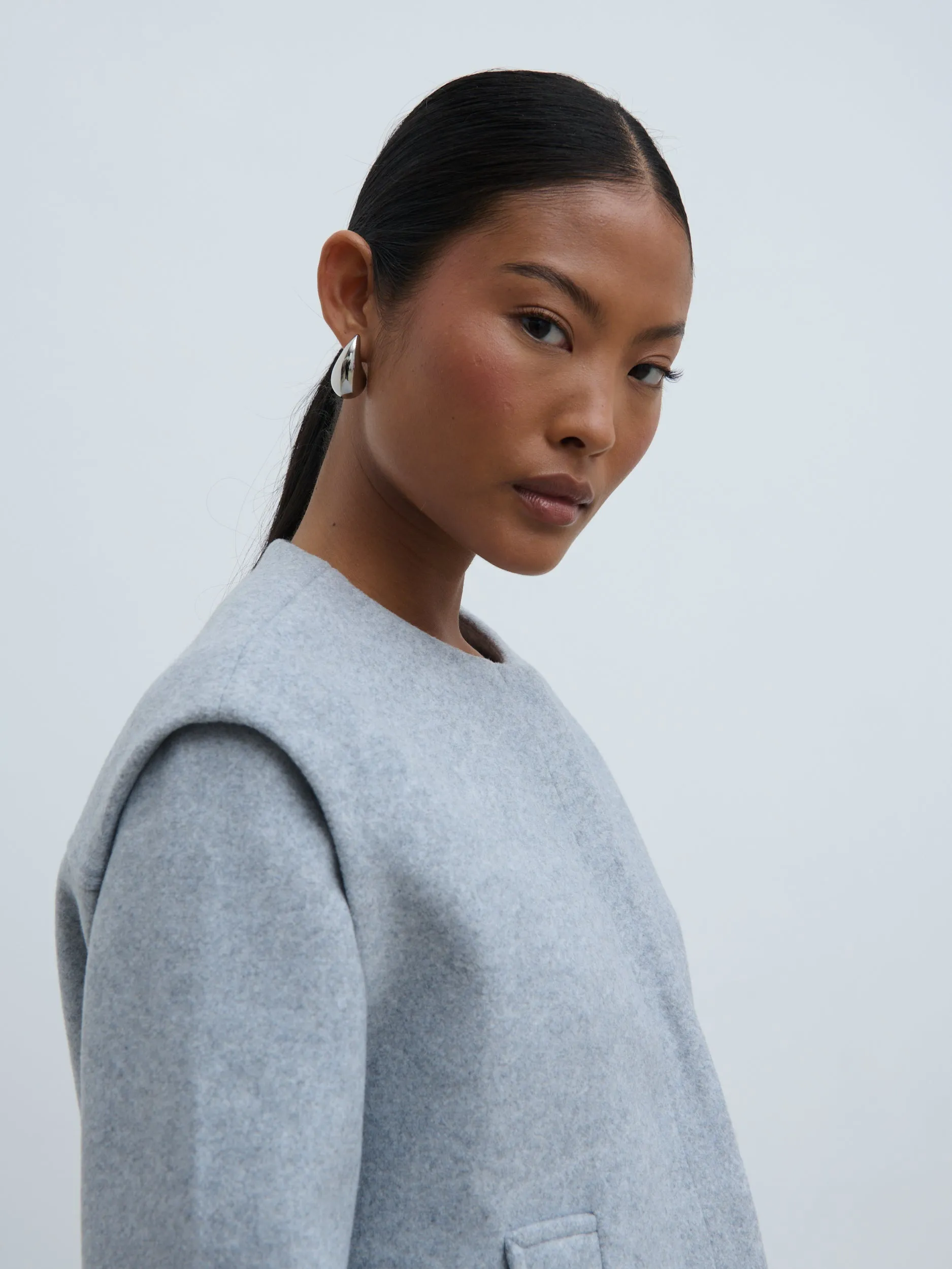Rudy Cropped Boxy Jacket - Grey Marl