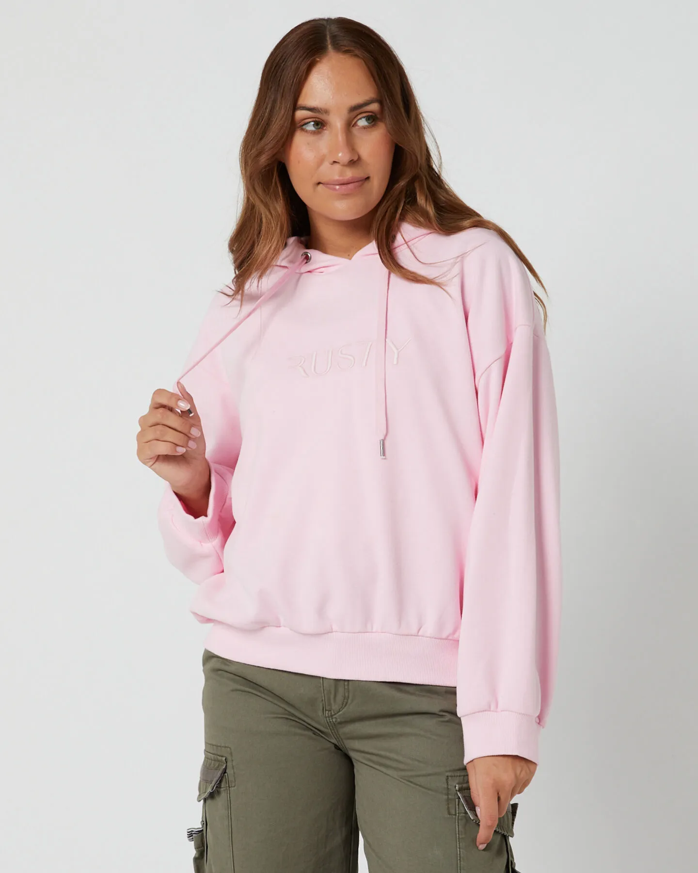 Rusty Rusty Signature Oversize Hooded Fleece - Soft Orchid | SurfStitch