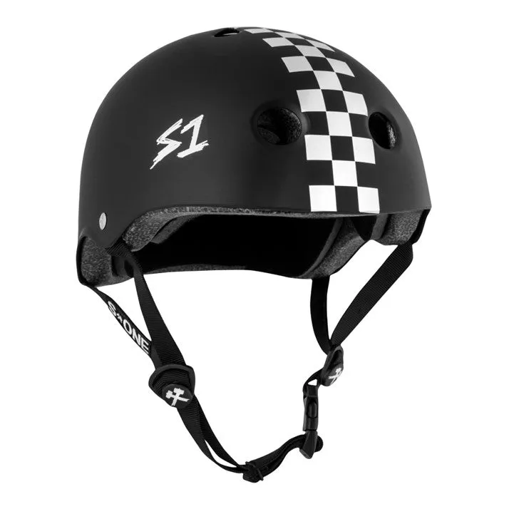 S1 Lifer Black Matte White Checkers Helmet - Certified