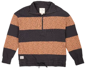 SALE Simply Southern Quarter Zip Stripe Leopard Pullover Jacket