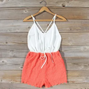 Sea Lace Romper in Coral