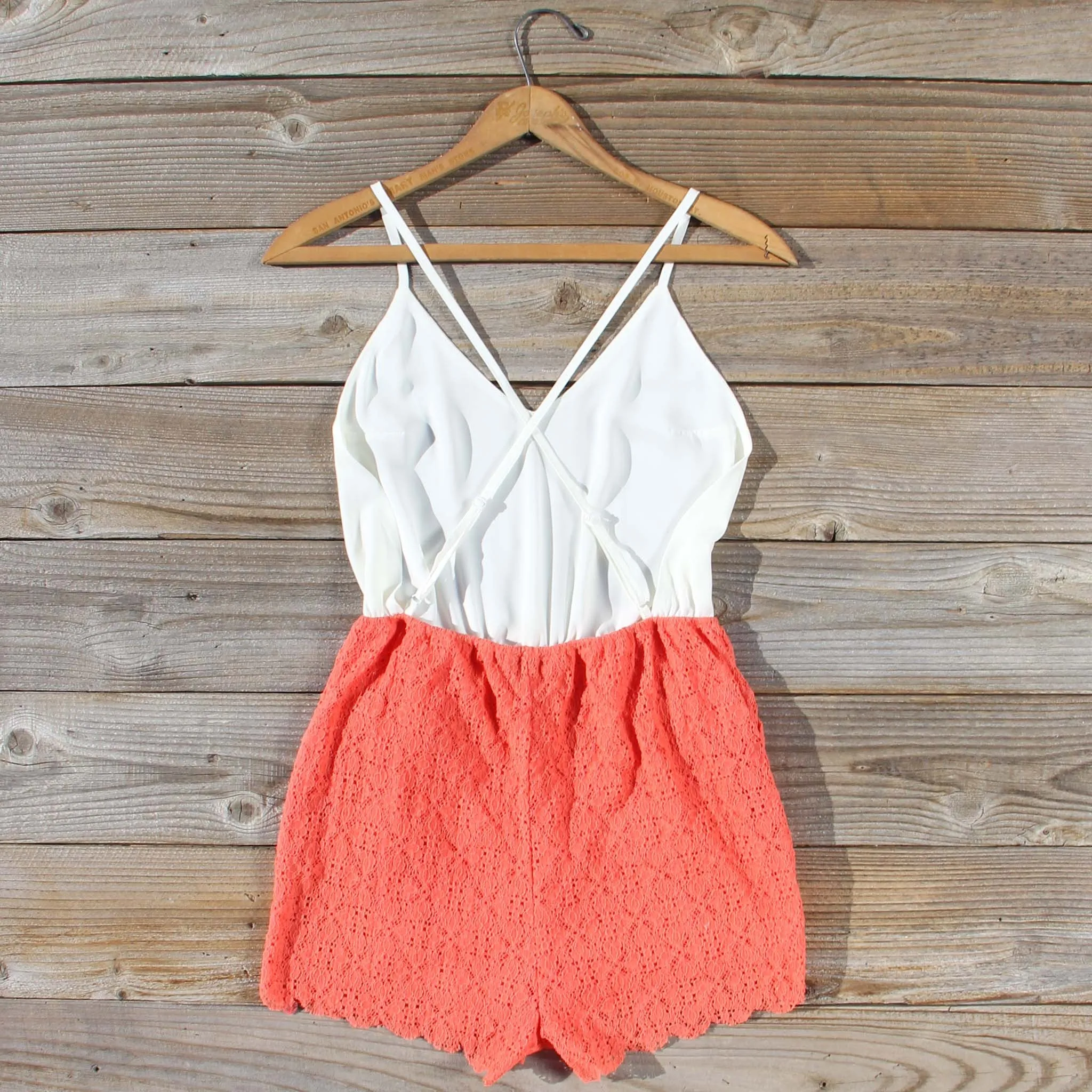 Sea Lace Romper in Coral