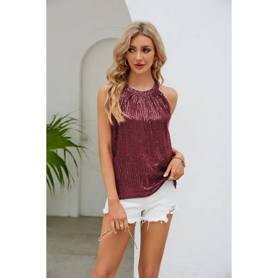 Sequin Grecian Neck Tank