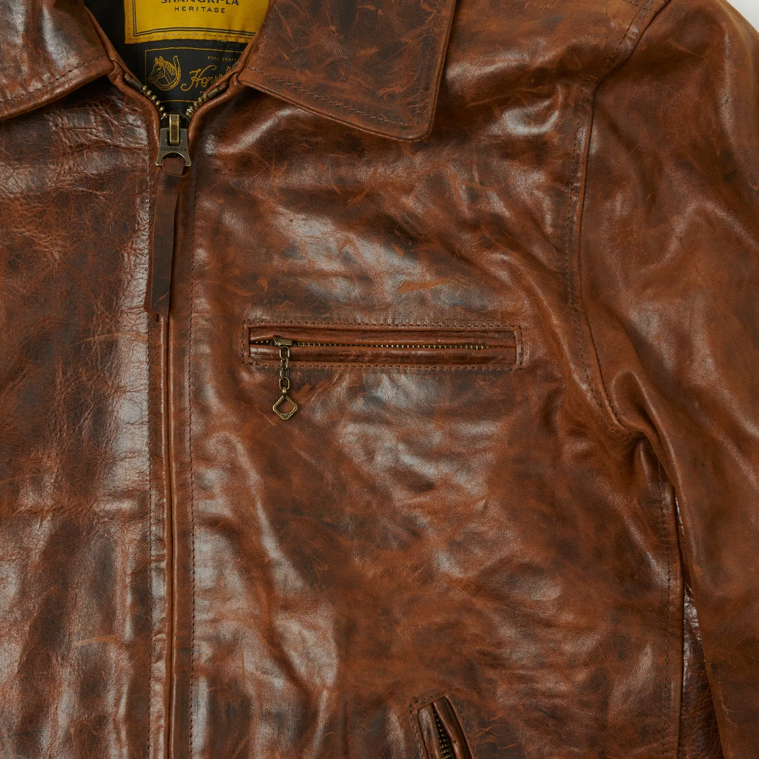 Shangri-La Heritage 'Varenne' Horsehide Leather Jacket - Whiskey