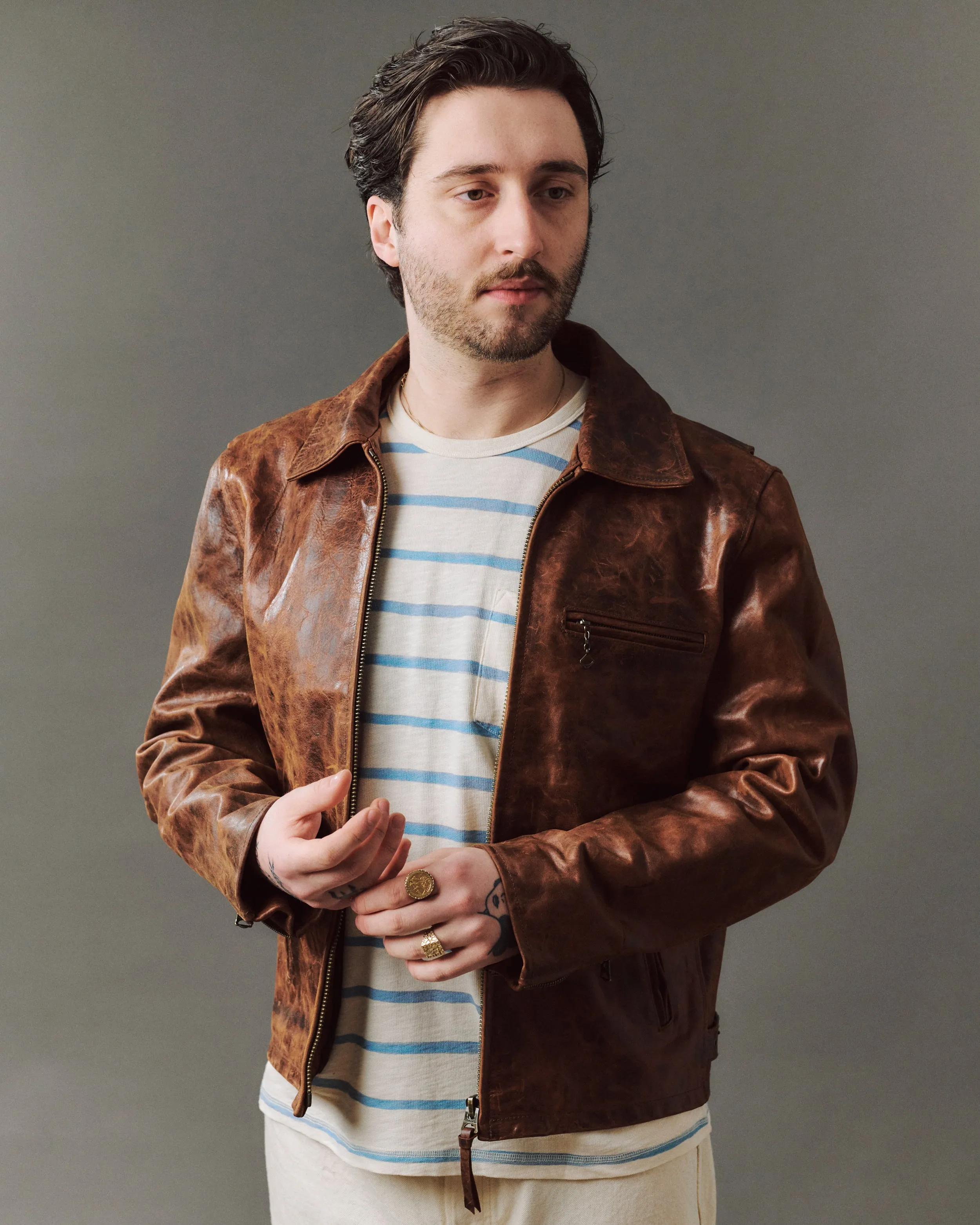 Shangri-La Heritage 'Varenne' Horsehide Leather Jacket - Whiskey