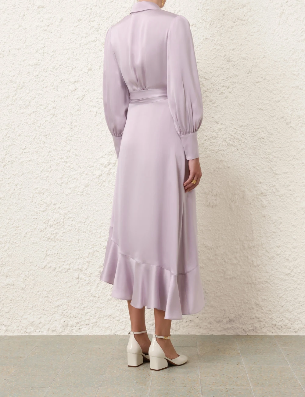 --Silk Wrap Midi Dress-