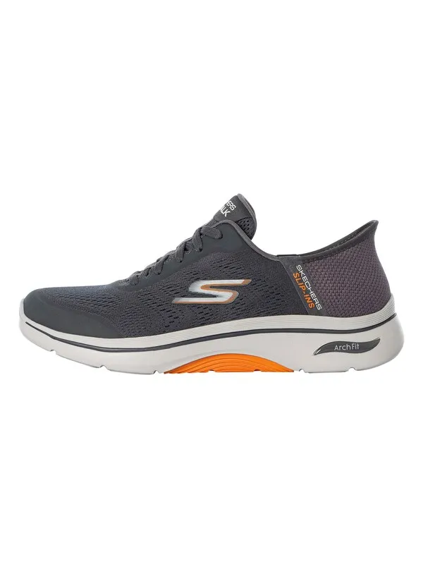 Skechers Slip-in Arch Fit 2.0 Simplicity 2 Trainers - Charcoal/Orange