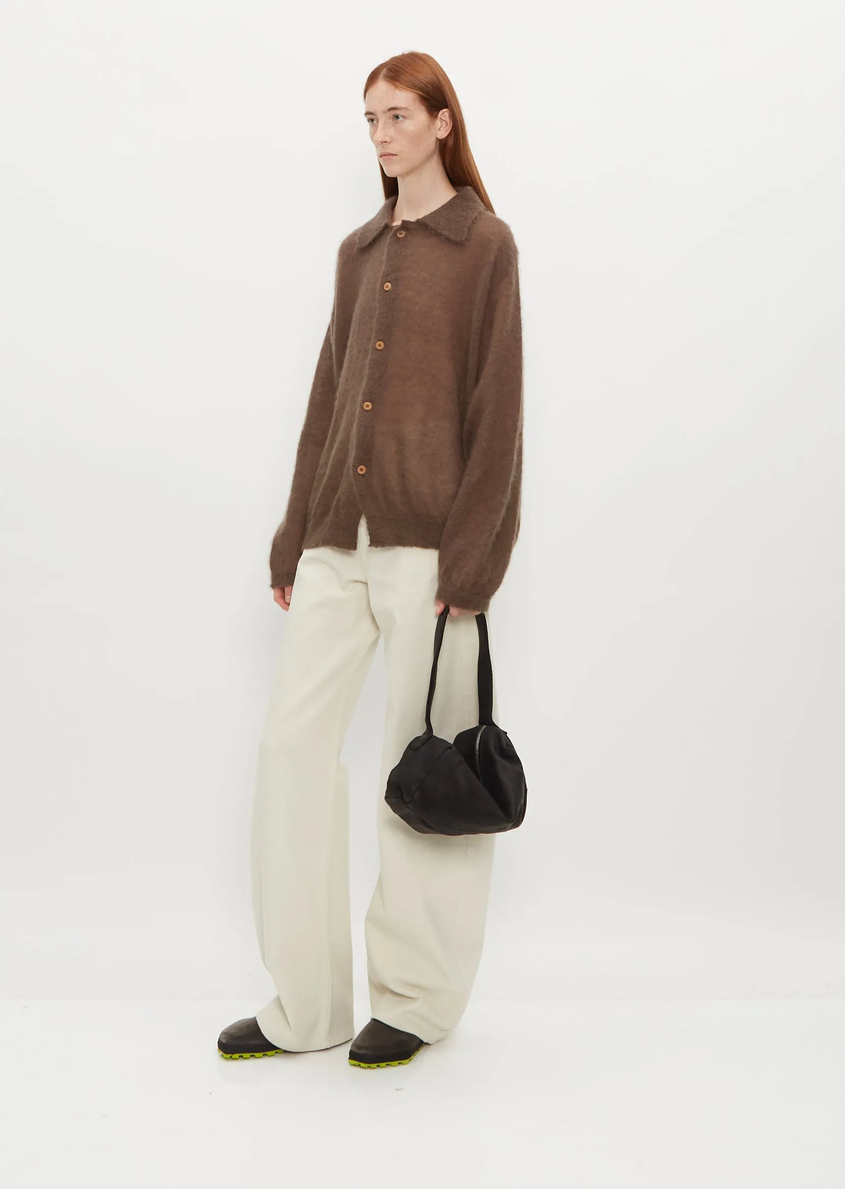 Small Leather Handle Bag — Black