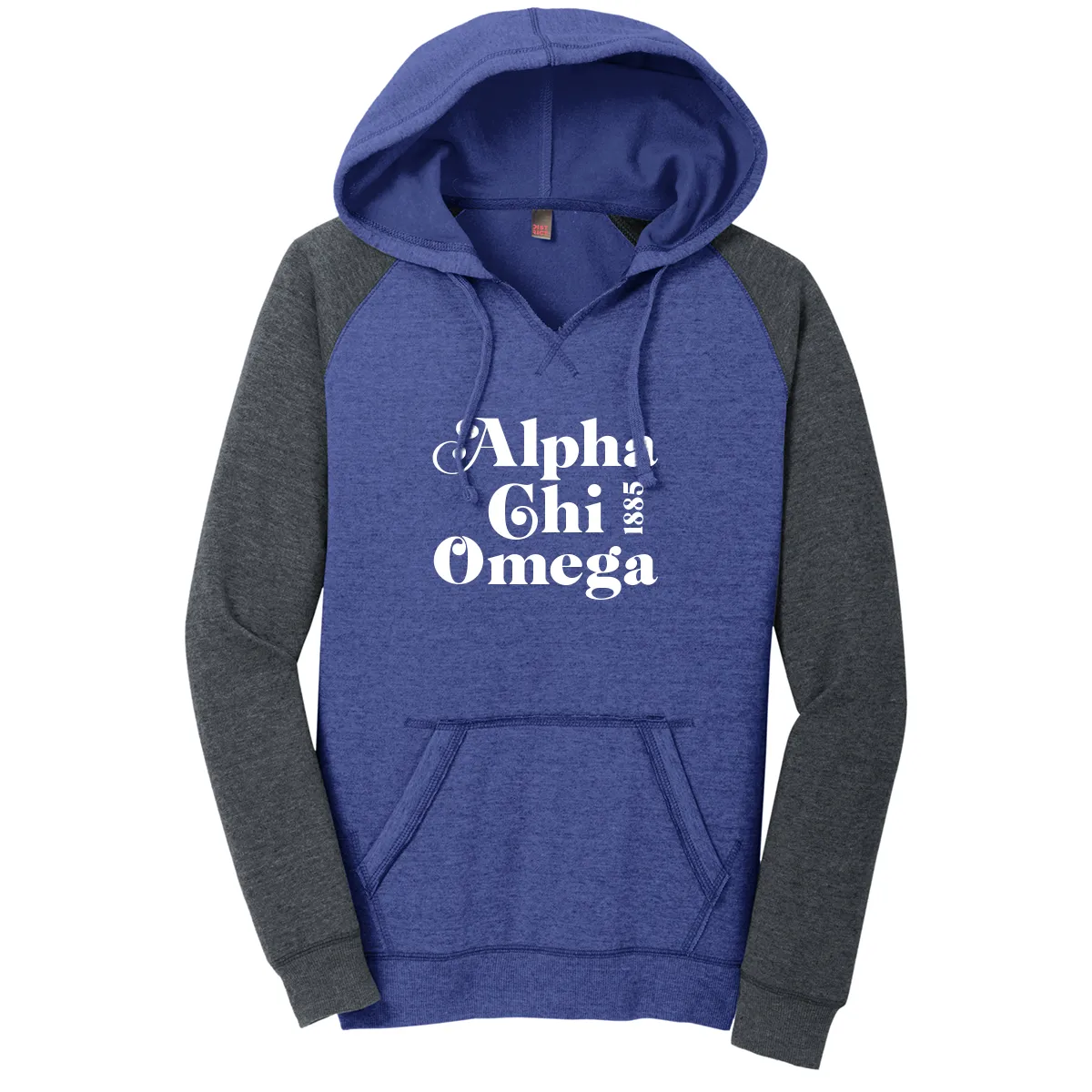 Sorority Lightweight Fleece Raglan Hoodie, Curly Front & Established Date Design