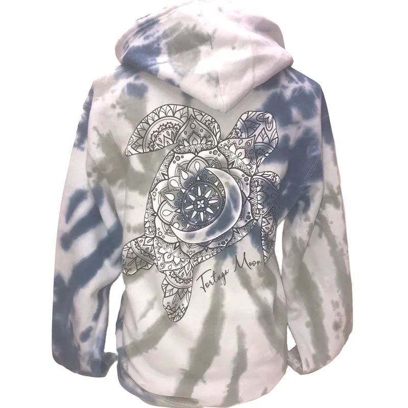 Southern Attitude Tortuga Moon Turtle Tie Dye Burst Pullover Hoodie