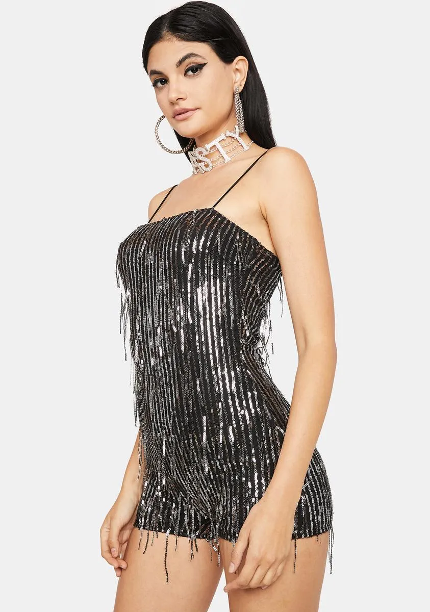 Sparkle Nights Sequin Fringe Romper-