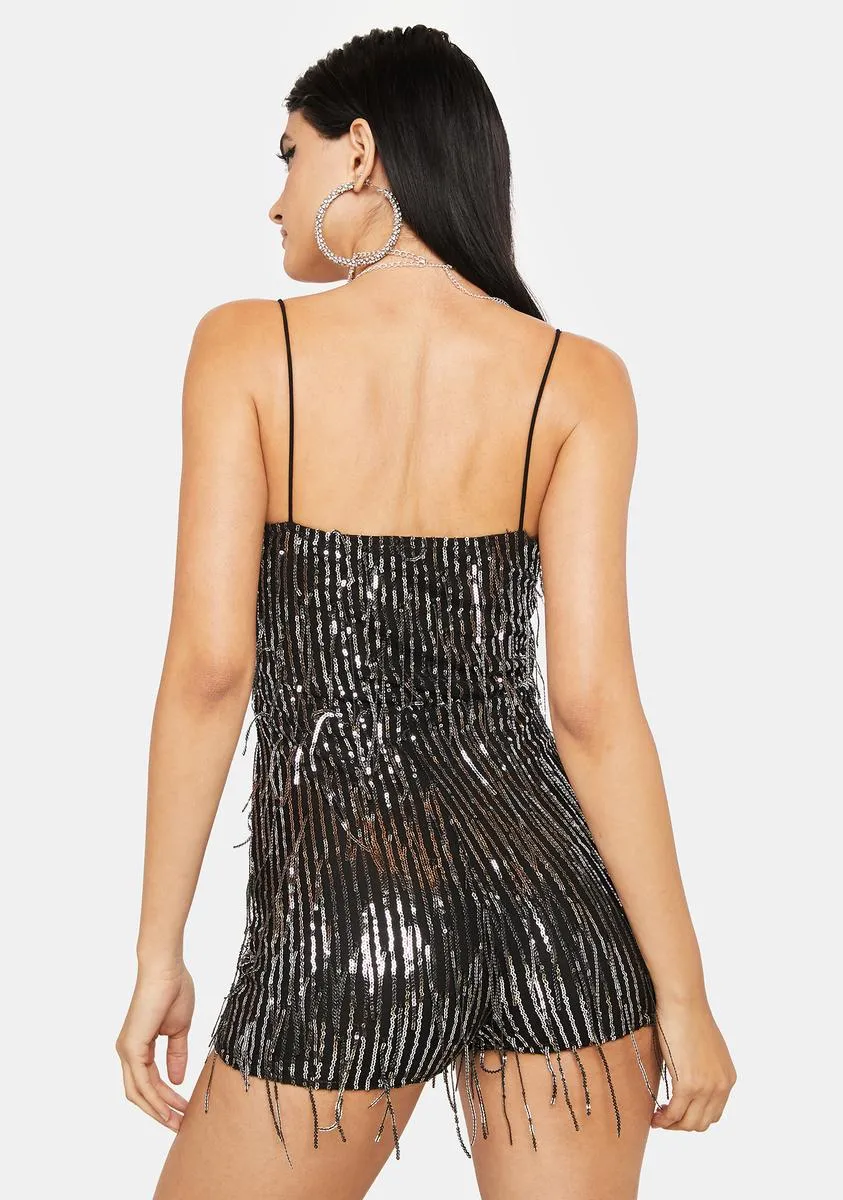 Sparkle Nights Sequin Fringe Romper-