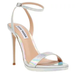 Steve Madden Wordly Sil Iridescent Hologram Mirror PU Sandals