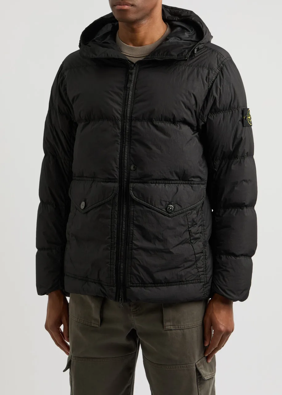 STONE ISLAND Crinkle Reps hooded quilted nylon jacket -                         -                     -                