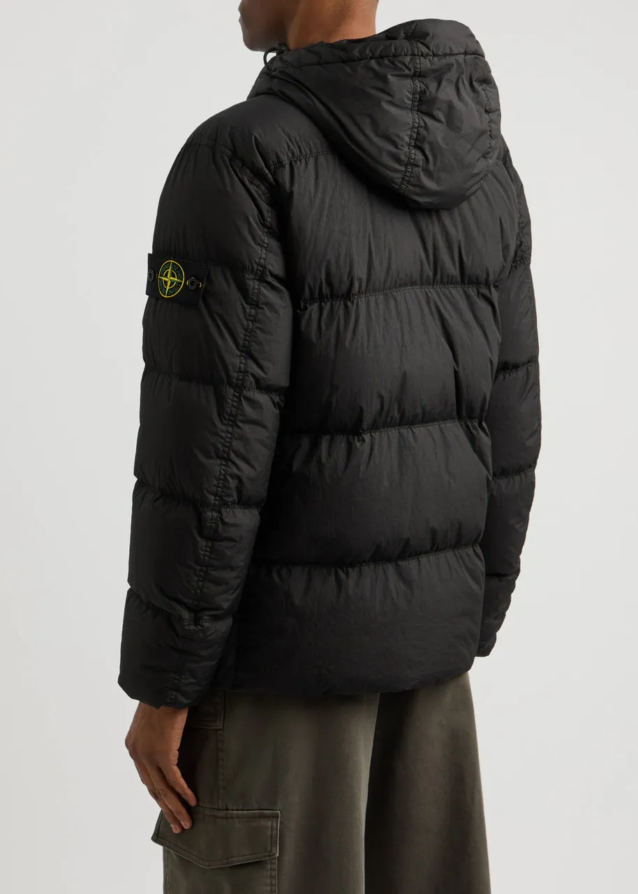 STONE ISLAND Crinkle Reps hooded quilted nylon jacket -                         -                     -                