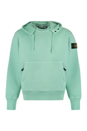 STONE ISLAND Green Oversized Cotton Hoodie with Removable Logo Patch for Men