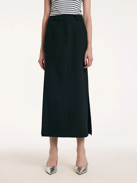 Straight Fitting Slit Half Skirt 