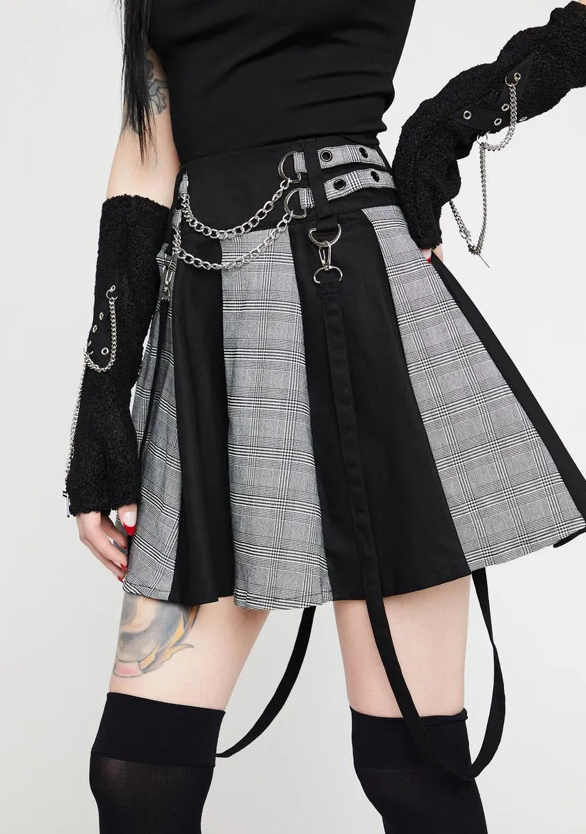 Straps Pleated Skirt-