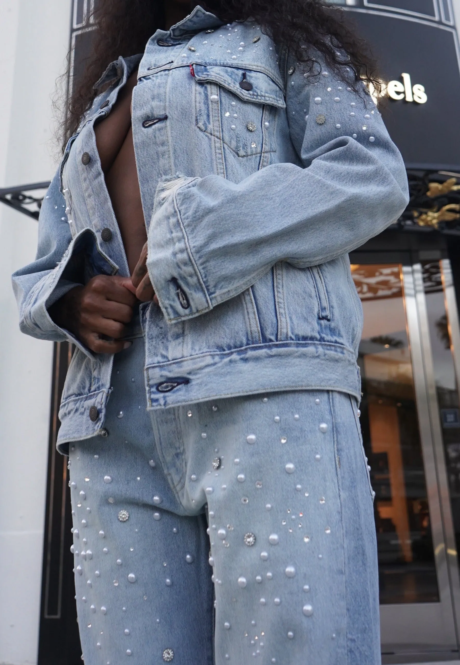 STUDDED DENIM JEANS