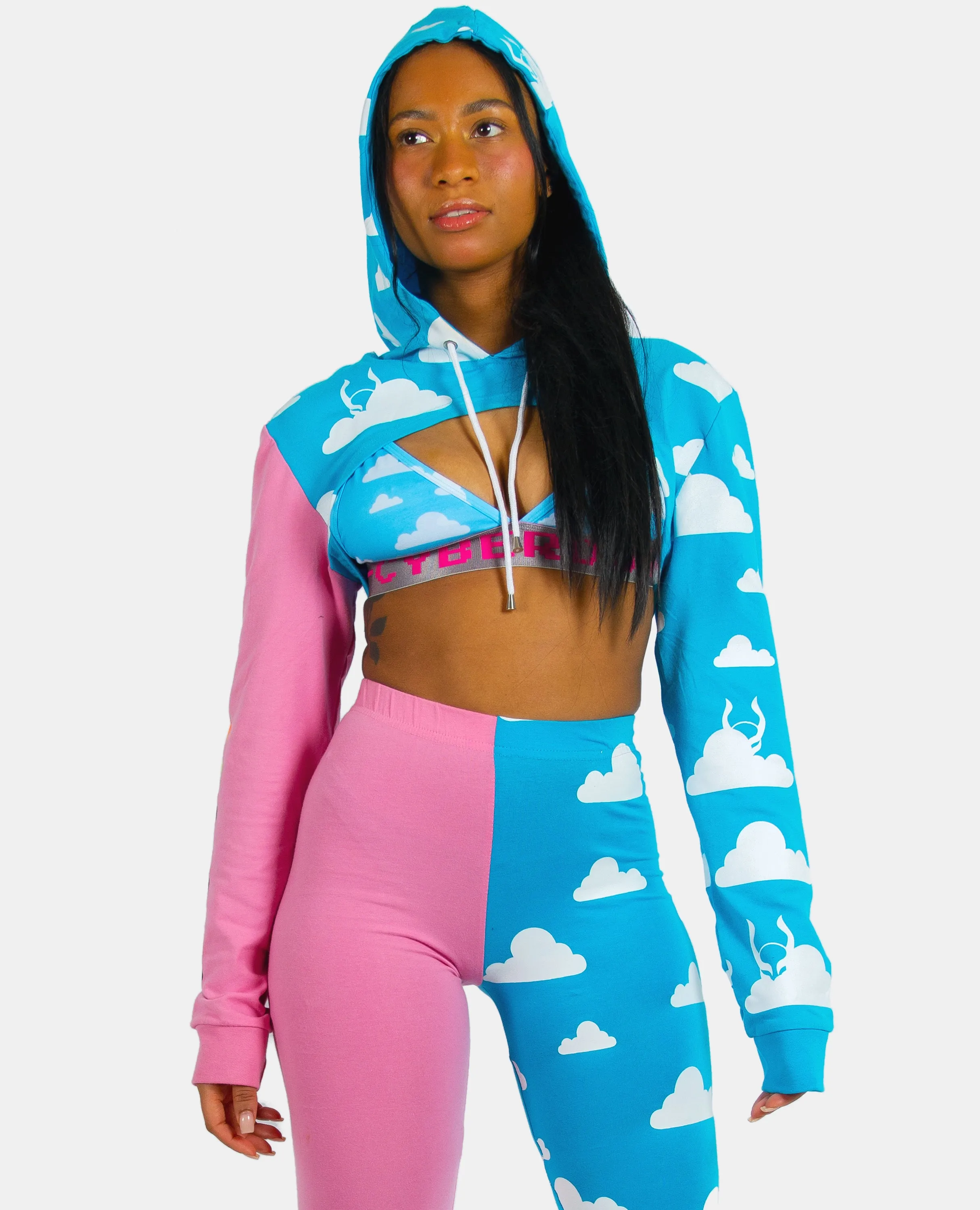 SUPER CROP HOODIE CLOUD PLAI