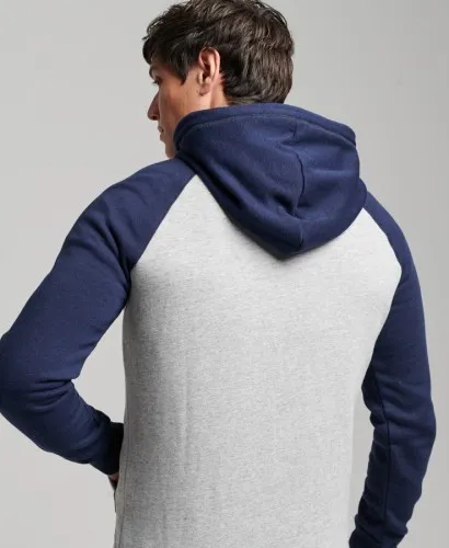 Superdry Baseball Zip Hoodie Athletic Grey Marl / Rich Navy Marl