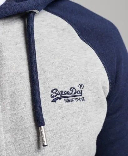 Superdry Baseball Zip Hoodie Athletic Grey Marl / Rich Navy Marl