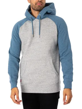 Superdry Essential Baseball Pullover Hoodie - Athletic Grey Marl/Bluestone Blue