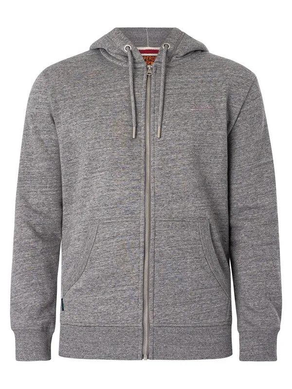 Superdry Essential Logo Zip Hoodie - Dark Grey Fleck Marl