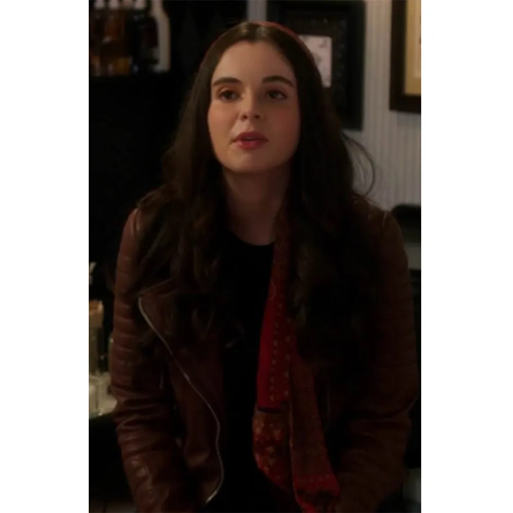 Switched at Birth S05 Vanessa Brown Maroon Leather Jacket