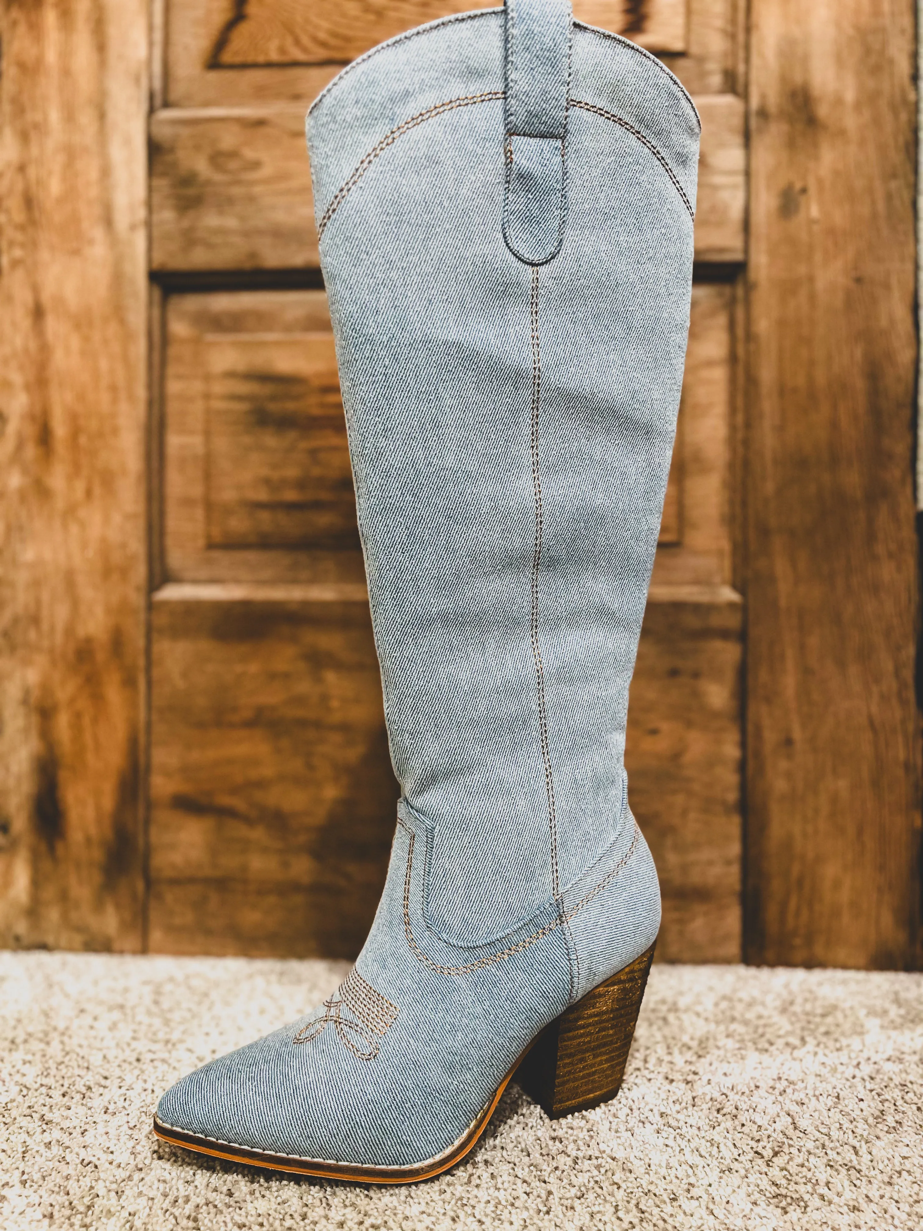 Tall Denim Western Boot