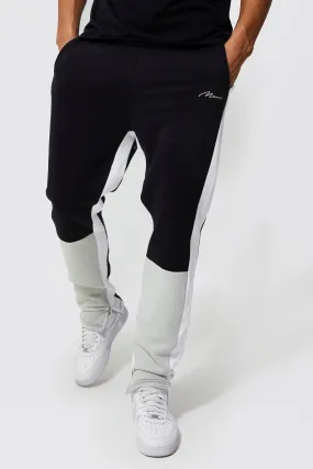 Tall Slim Fit Man Colour Block Joggers | boohooMAN UK