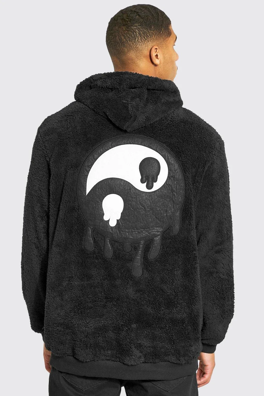 Tall Yin & Yang Borg Oversized Hoodie | boohooMAN UK