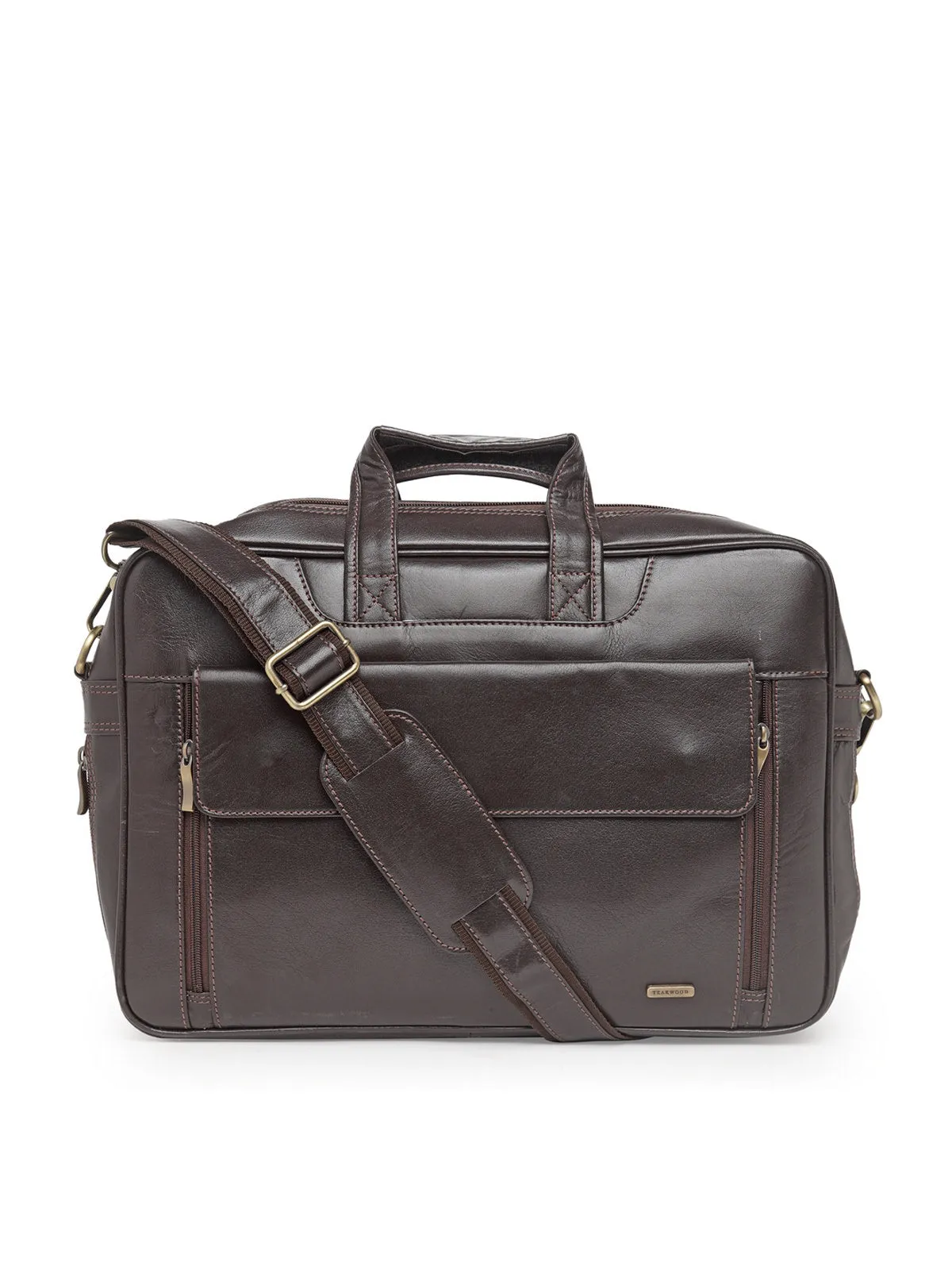 Teakwood Genuine Leather Laptop Bag - Brown