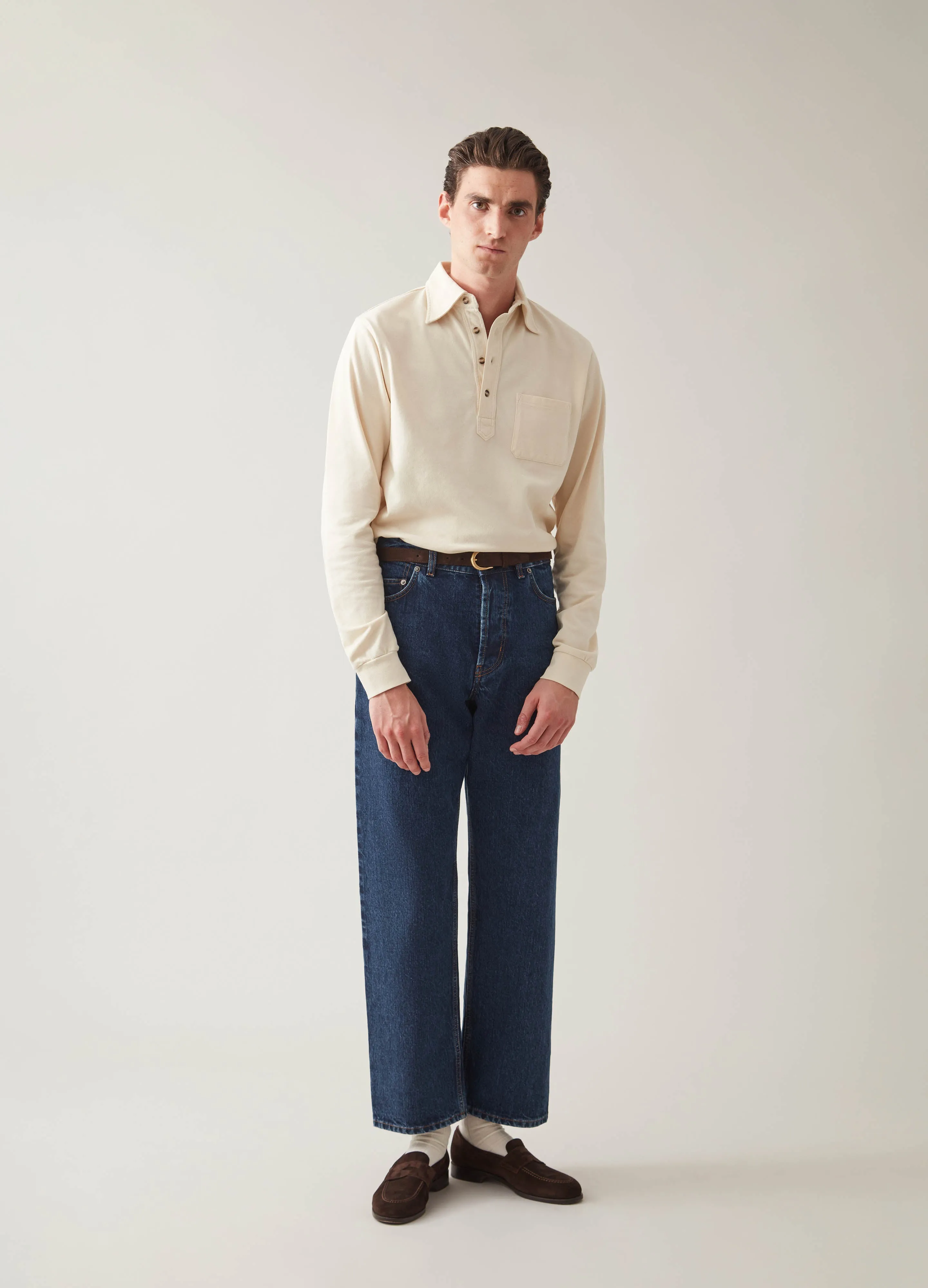 Teddy Long Sleeve Polo Shirt - Sand