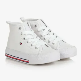 Teen Girls White Canvas High-Top Trainers