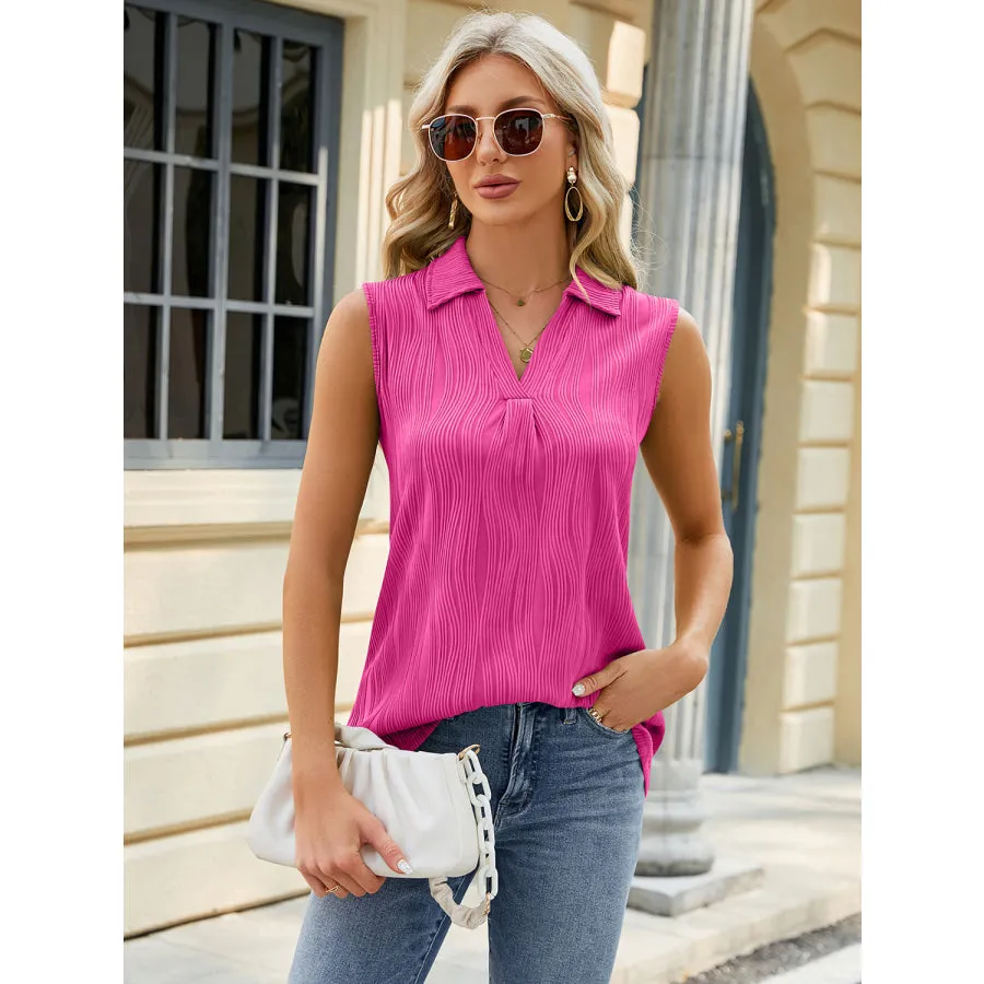 Textured Johnny Collar Tank