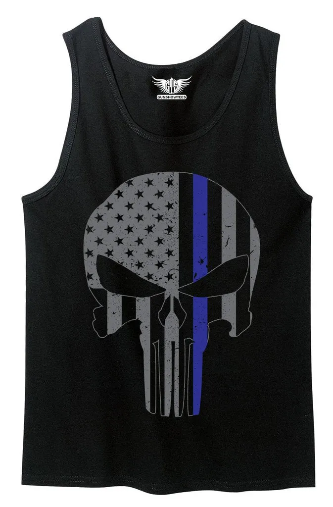 Thin Blue Line Skull Tank