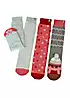 Totes Ladies Pack of 3 Original Christmas Robin Slipper Socks