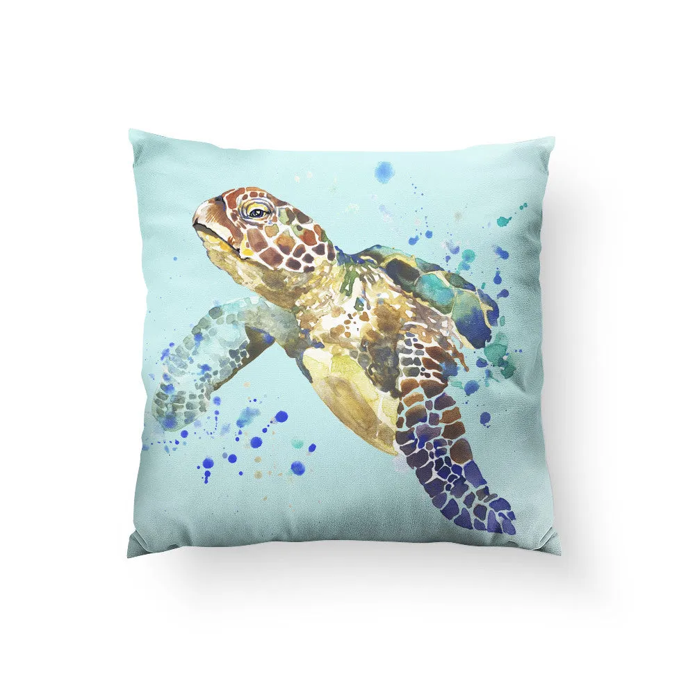 Turtle Splash Throw Pillow